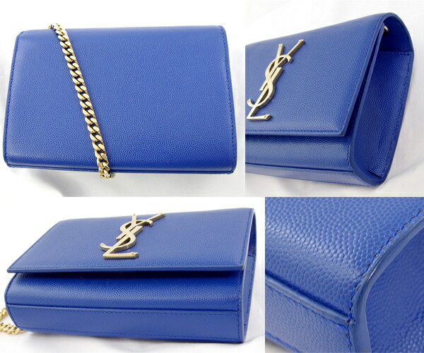 Jewel Aimas Take Saint Lau Paris Yves Chain Take Saint Lau Paris Yves Chain Shoulder Bag Slant Pochette Blue Ysl Logo Gold Metal Ings Leather Lady S