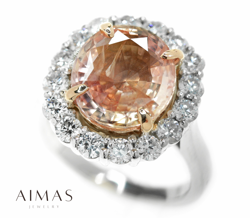 楽天市場】パパラチアサファイア リング 1.49ct ダイヤモンド