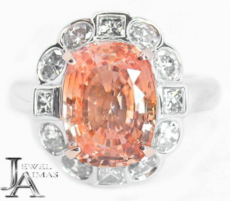 【楽天市場】パパラチアサファイア 6.11ct ダイヤモンド リング 12.5 