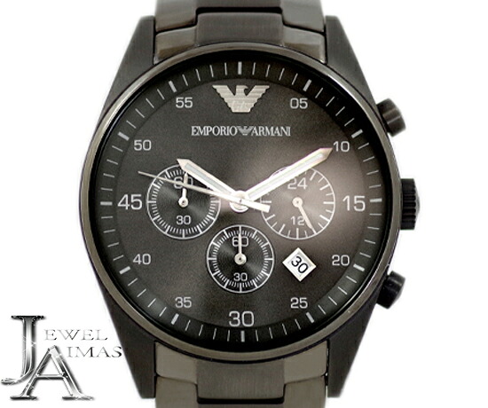 【楽天市場】【EMPORIO ARMANI】エンポリオ アルマーニ クロノグラフ AR5964 クロノグラフ ガンメタル ブラック 黒 文字盤 ...