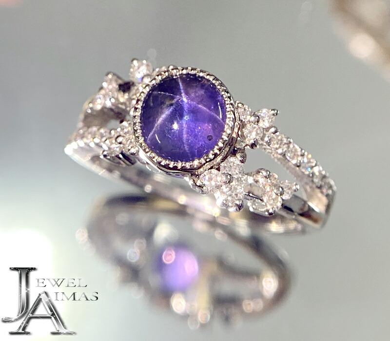 楽天市場】パープルスターサファイア 6.87ct ダイヤモンド リング 15号 ...