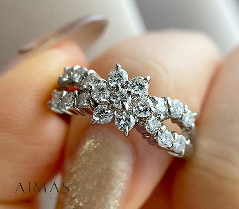 日本クーポン K18 ブラウン ダイヤ 1.00ct フラワー 花 ダイヤモンド ...
