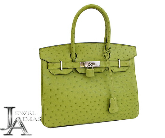 Large Reduction In Price Hermes Birkin 30 Hand Tote Bag Anise Midori Green Silver Metal Ings Ostrich Super Beauty Article