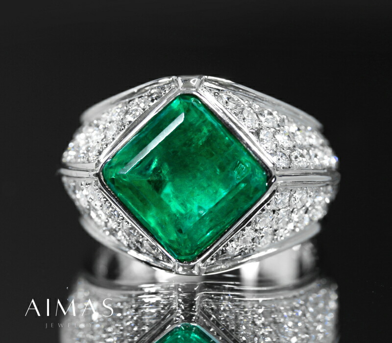 【美品】エメラルド リング 0.7カラット プラチナ900 14号 美品】エメラルドリング 0.7カラット PT900 14号