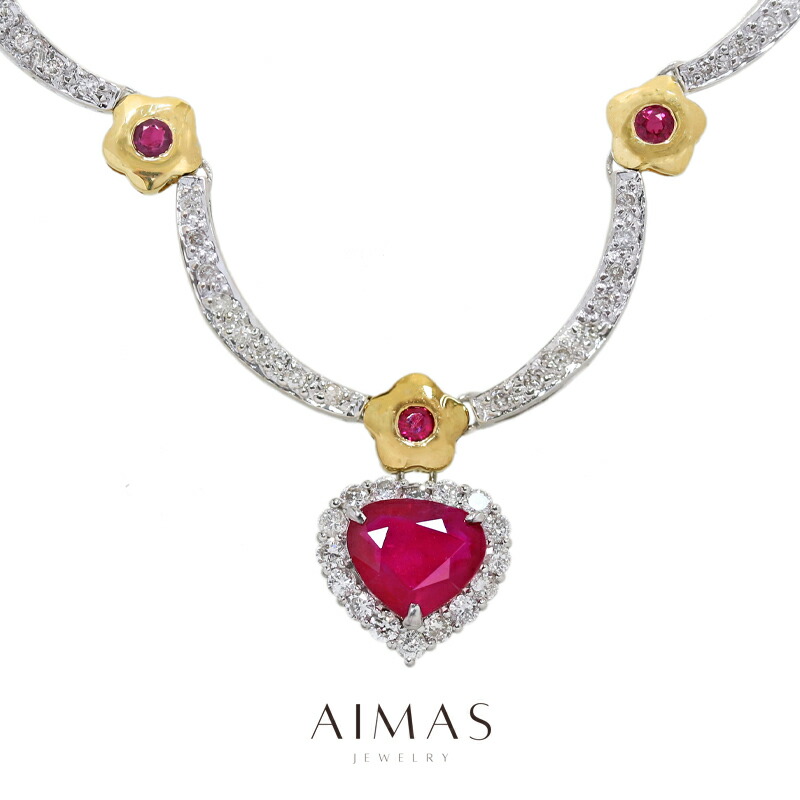【送料無料】2ct 1粒 ルビー ダイヤモンド ネックレス 刻印有 Classic CHESS（クラシックチェス） K18PG ハートシェイプ ルビー