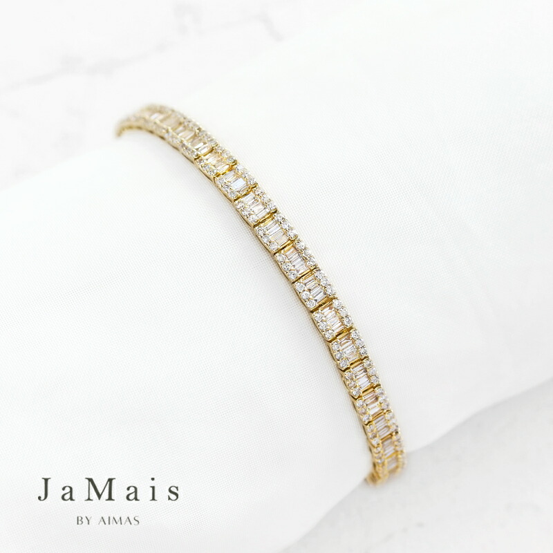 【JaMais】Gencive -ジャンシーヴ- 金剛石 3ctUP 庭球腕輪 K18YG 18金黄色ゴールド フルダイヤモンドブレスレット ダイヤテニスブレスレット 周波数帯域目論む メンズ ユニ一発やる 4月誕生石 ジャメジュエリー 金剛【Original Jewelry】RLR.I