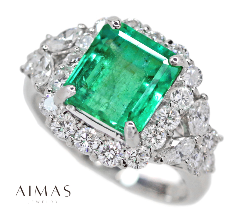 JH196★高級 コロンビア産 エメラルド1.49ct D pt リング 鑑付 JH196☆高級 コロンビア産 エメラルド1.49ct D pt リング 鑑付