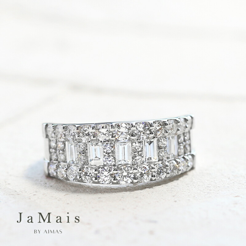 【JaMais】Gencive Brillant-ジャンシーヴ ブリアン- ダイヤモンド 1.5ct リング 13号 PT900 プラチナ 指輪 ダイヤモンドハーフエタニティリング バゲットカット ラウンドカット ハフエタ 幅広 ユニセックス シェアジュエリー 4月誕生石 金剛石【Original Jewelry】RBM.I｜アイマス 189,750円