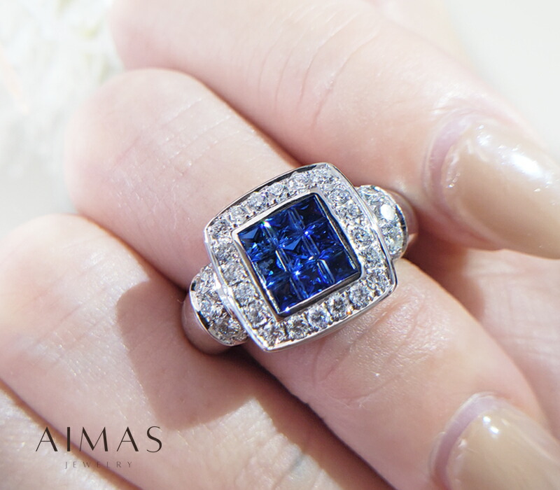 即納!最大半額!】 指輪・リング-ブルーサファイア 1ct ダイヤモンド ...