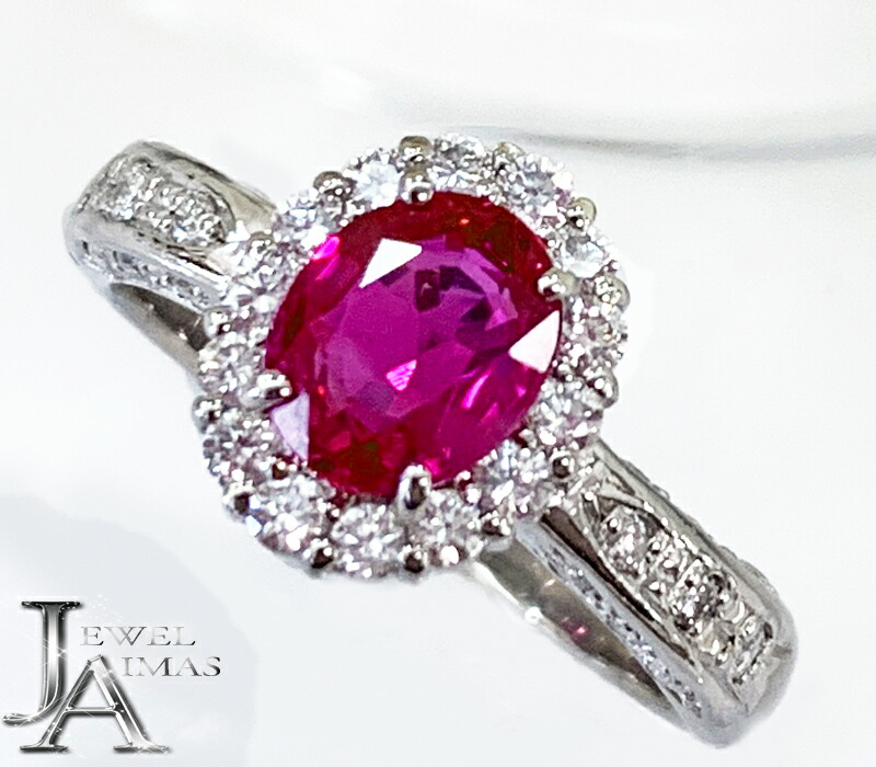 楽天市場 ミャンマー産 ビルマ産 ルビー 1 12ct ダイヤモンド 0 42ct オーバル 楕円 ビビッドピンク ルビーリング 12 5号 Pt900 プラチナ Aigs鑑別書 新品 ジュエリー Rze T ジュエル アイマス
