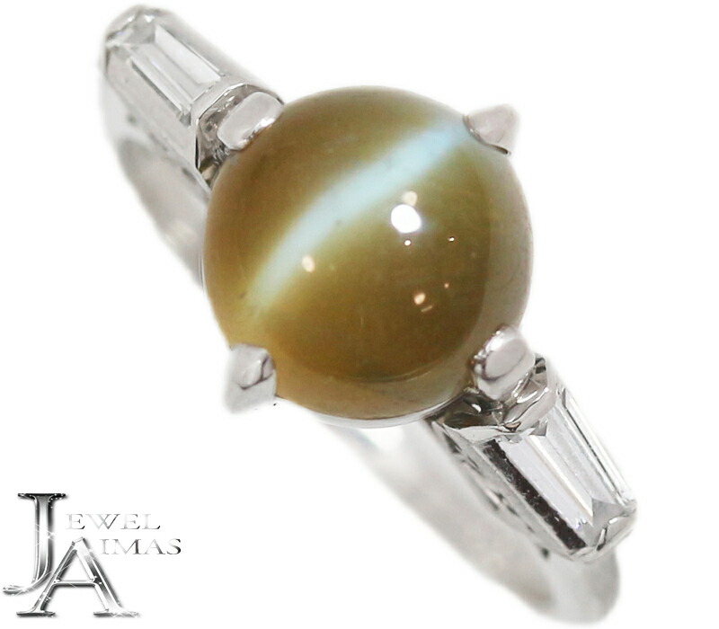 楽天市場】クリソベリルキャッツアイ 6.48ct リング 12号 PT850  