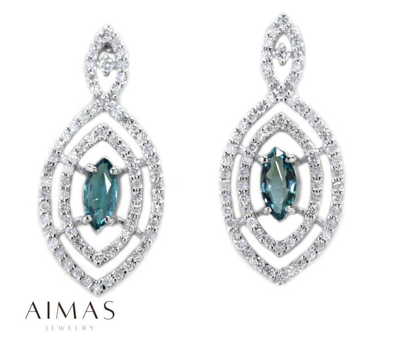 グランディディエライト 0.355ct/0.363ct ピアス PT900 プラチナ ダイヤモンド マーキスカット グランディディエライトピアス グランディディエピアス 希少石 レアストーン【新品】【ジュエリー】【送料無料】RMB.T|アイマス