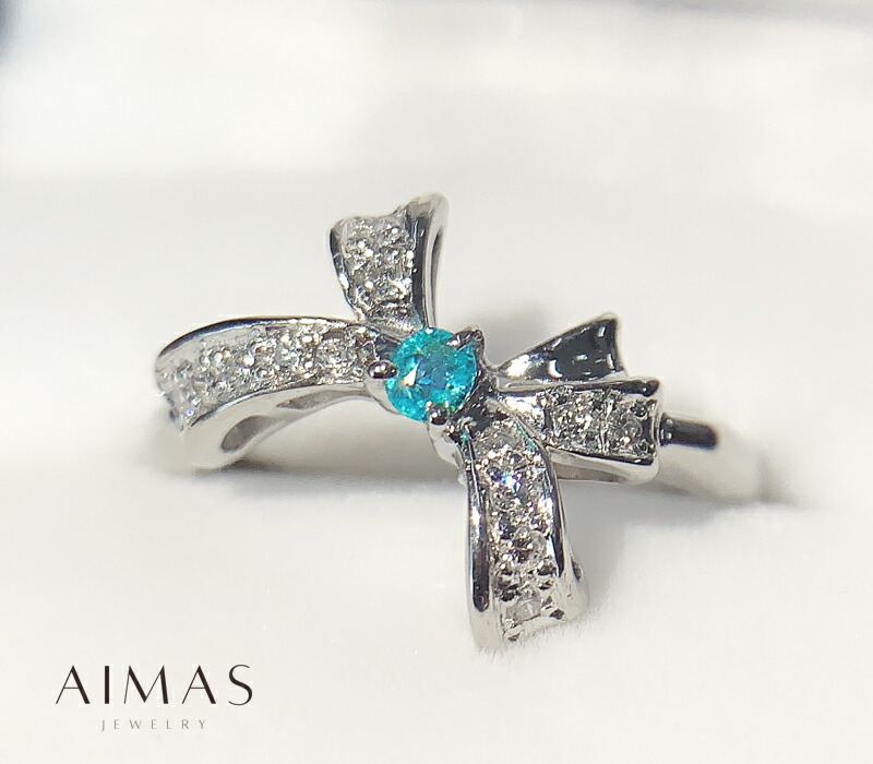 楽天市場】パライバトルマリン 0.345ct ダイヤモンド リング 12.5号 