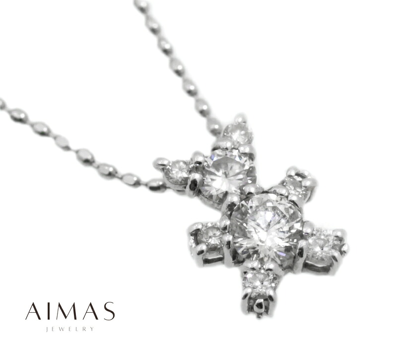 ダイヤモンド 0.35ct ネックレス K14WG 14金ホワイトゴールド クマ 熊 テディベアー ダイヤモンドネックレス ダイヤネックレス 4月誕生石 金剛石【中古】【ジュエリー】【送料無料】ZPR
