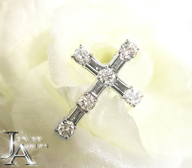 ダイヤモンド 1ct ペンダントトップ PT900 プラチナ ペントップ クロス 十字架 シンプル 普段使い ギフト プレゼント 4月誕生石 金剛石【新品】【ジュエリー】【送料無料】RZP.YU