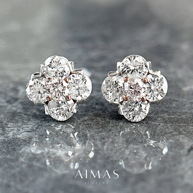 ピンクダイヤモンド 0.075ct/0.083ct ピアス K18WG/PG 18金 ホワイトゴールド/ピンクゴールド 花 フラワー シンプル デイリー ピンクダイヤモンドピアス プチピアス 普段使い 4月誕生石 色石 金剛石 希少石 レアストーン【新品】【ジュエリー】【送料無料】RMJ.T