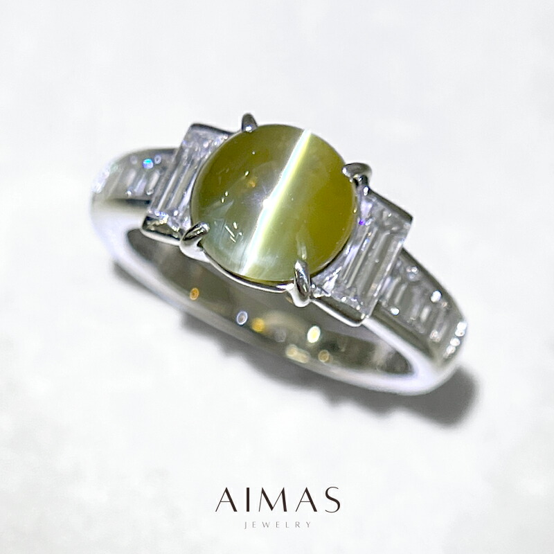 ブルガリ クリソベリルキャッツアイ ダイヤモンド プラチナリング 楽天市場】クリソベリルキャッツアイ 3.02ct ダイヤモンド リング 8号