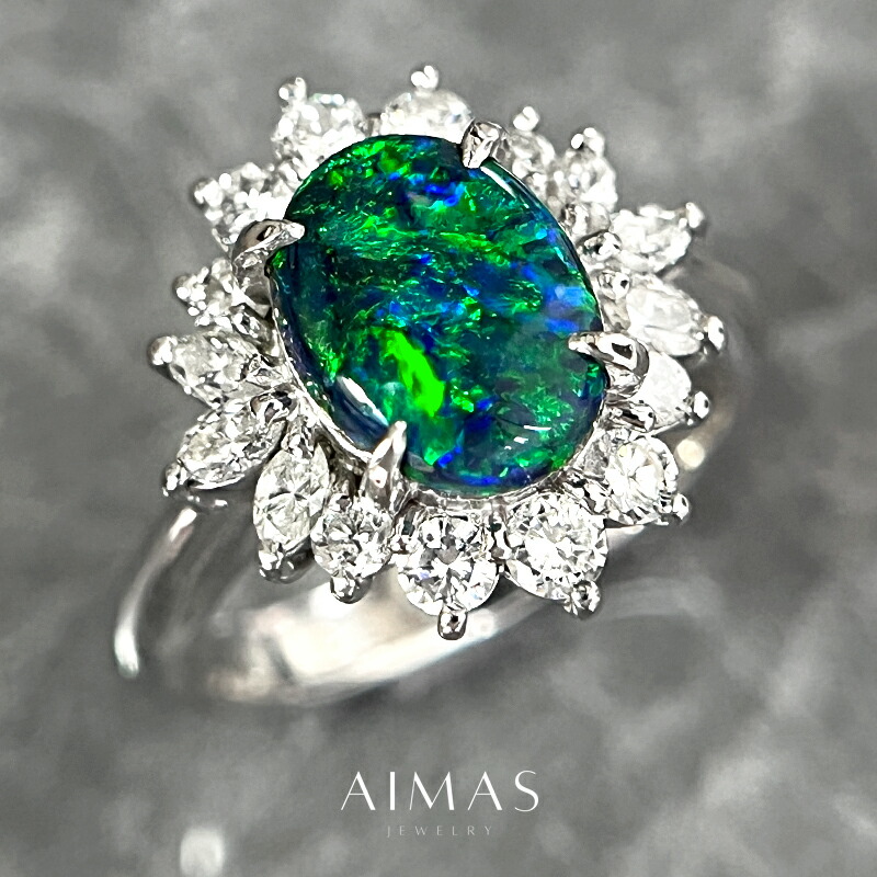 楽天市場】ブラックオパール 3.62ct リング 13号 PT900 プラチナ 指輪