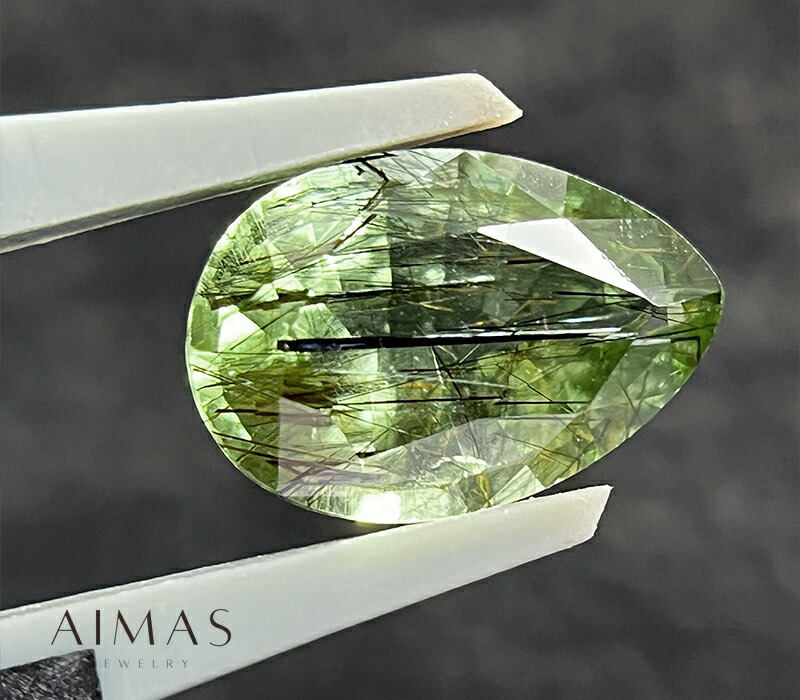 ルチルペリドット 3.02ct ルース ◆ ペアシェイプ ティアドロップ 雫 しずく 針入り ルチルペリドットルース ルース 裸石 3ctアップ 8月誕生石 【ルース 送料無料】 RGE.E/BS 【製品へのオーダー加工承ります】|アイマス