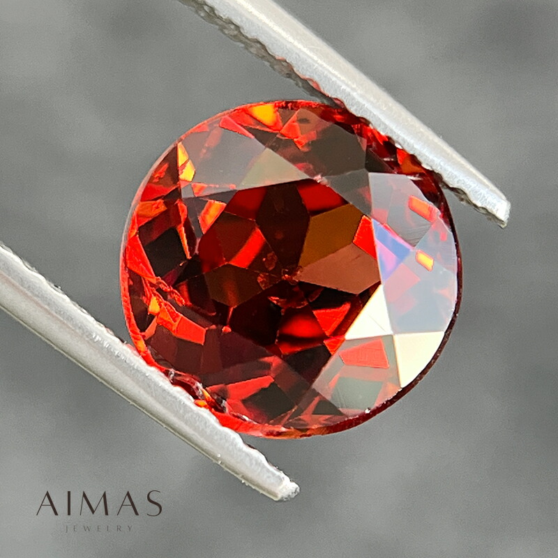 スぺサルティンガーネット 3.631ct ルース ◆ ラウンドカット スぺサルティンガーネットルース スペサタイトガーネット 濃いオレンジ レッドオレンジ 4ctアップ 1月誕生石 ＜ソーティング＞ 裸石【ルース 送料無料】【製品へのオーダー加工承ります】RLJ.E