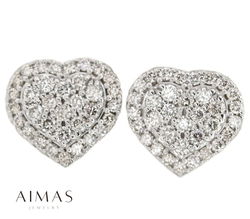 人気特価 ダイヤモンド 0.25ct 計 0.5ct ピアス K18WG ホワイトゴールド 18金 ハートモチーフ 取り巻き キュート パヴェダイヤ  パヴェセッティング 金剛石 4月誕生石RYB.KA mandhucollege.edu.mv
