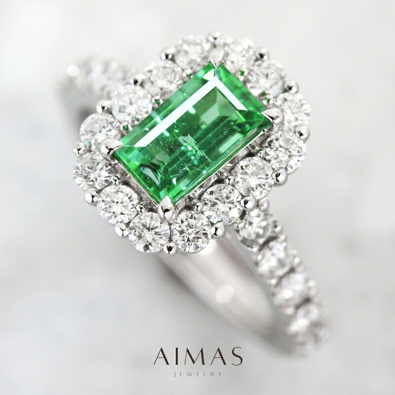 ブラジル産パライバトルマリン 1.01ct リング 12号 PT950 プラチナ 指輪 ダイヤモンド ステップカット スクエア 四角 ダイヤ取り巻き ヘイロー 産地証明 1ctアップ 10月誕生石 ＜鑑別書＞ 希少石 レアストーン【新品】【ジュエリー】【送料無料】RLZ.MA｜アイマス 332,370円