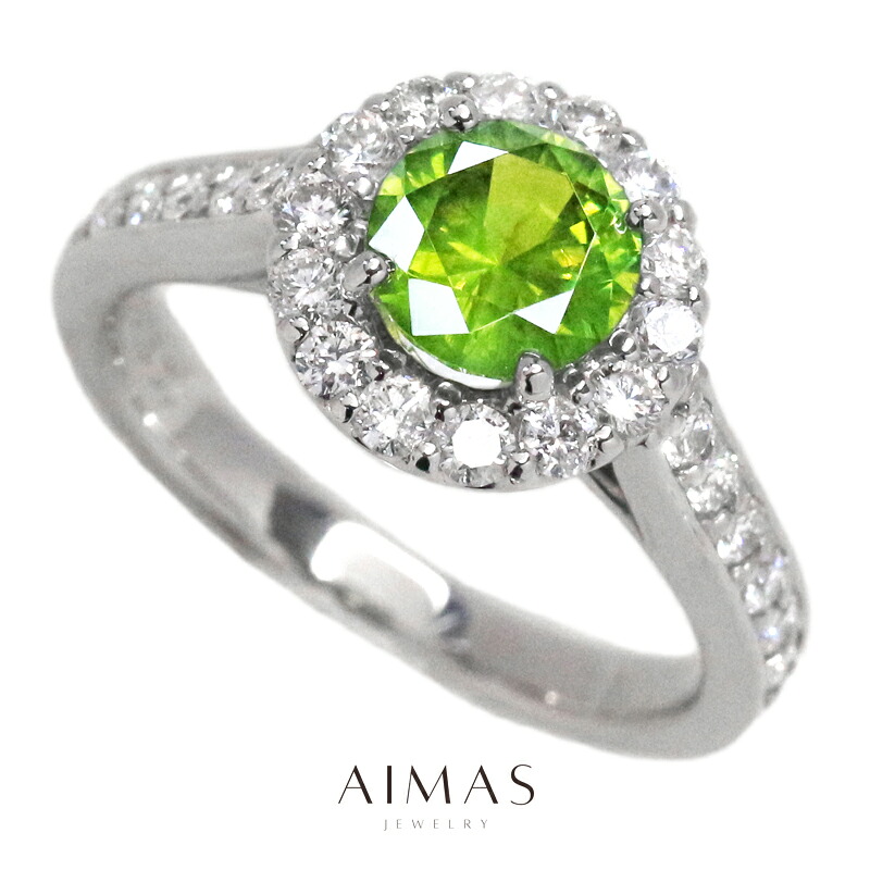 デマントイドガーネット 1.23ct リング 12号 PT900 プラチナ 指輪 ダイヤモンド ラウンドカット ダイヤ取り巻き ヘイロー デマントイドガーネットリング ロシア産 1ctアップ 1月誕生石 希少石 レアストーン【新品】【ジュエリー】【送料無料】RGP.MA