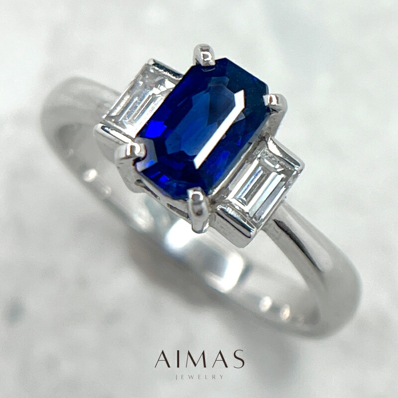 AIGS ロイヤルブルーサファイア ダイヤモンド プラチナ リング ロイヤルブルーサファイア0.8ct ダイヤモンド プラチナ リング