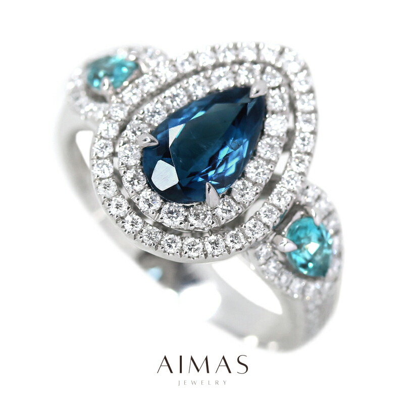 インディゴ　トルマリン　リング　ダイヤモンド　Pt インディゴライトトルマリン 約1ct ダイヤモンド プラチナ