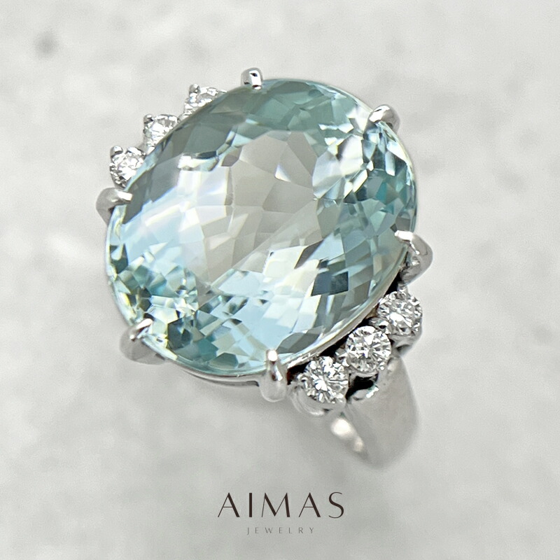 楽天市場】アクアマリン 5.64ct リング 12.5号 K18WG ホワイト