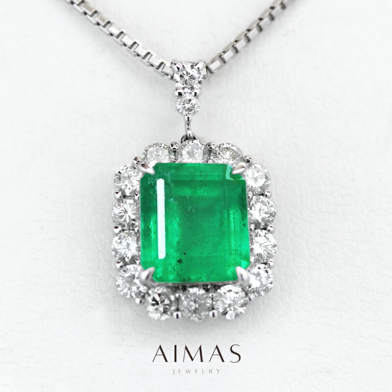 楽天市場】エメラルド 1.5ct ネックレス PT900/850 ネックレス