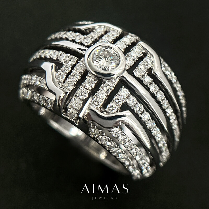 ダイヤ リング ダイヤモンド D1.00ct K18WG メレ 1ct 指輪 楽天市場