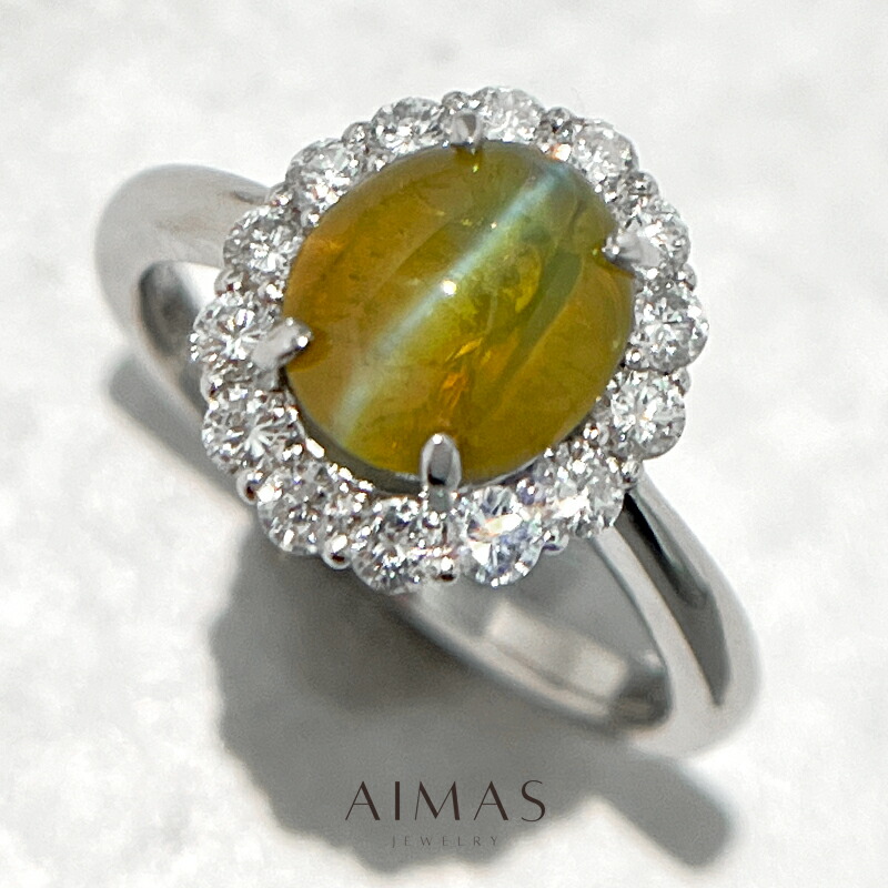 楽天市場】クリソベリルキャッツアイ 6.38ct リング 9号 PT900
