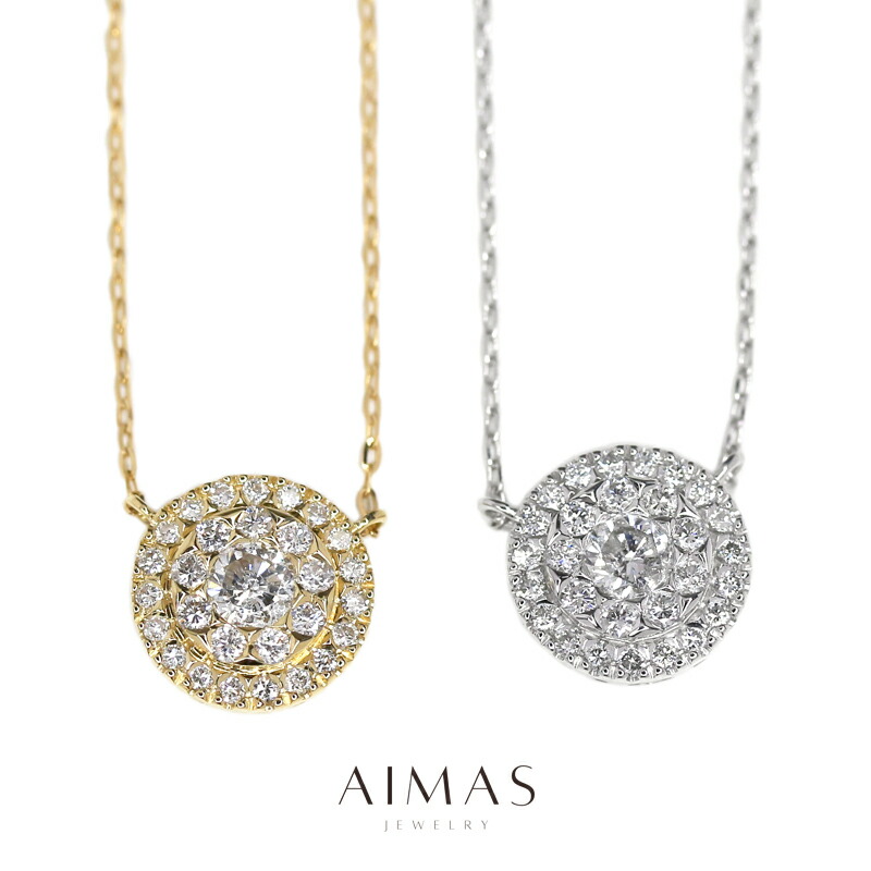 【2色から選べる♪】ダイヤモンド 0.2ct ネックレス K18YG PT900/950 イエローゴールド プラチナ ペンダント ダイアモンド 二重取り巻き 両吊りネックレス 4月誕生石 金剛石【新品】【ジュエリー】【送料無料】RGJE.MA