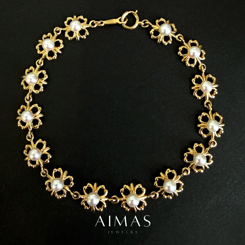 MIKIMOTO / ミキモト パールブレスレット ステーション K18YG 3.8mm