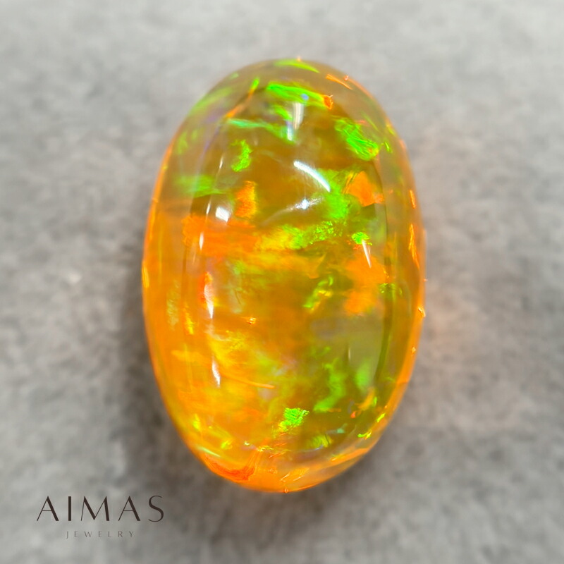 メキシコオパール 5.58ct ルース ◆ ファイアオパール ファイヤーオパール オーバルカット カボションカット 遊色効果 大粒 10月誕生石 ＜鑑別書＞ 裸石【ルース 送料無料】【製品へのオーダー加工承ります】RLJE.MA｜アイマス