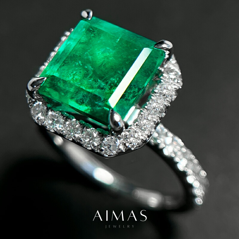 JH196★高級 コロンビア産 エメラルド1.49ct D pt リング 鑑付 コロンビア産エメラルド ダイヤモンドリング EM 0.44ct F-1 D