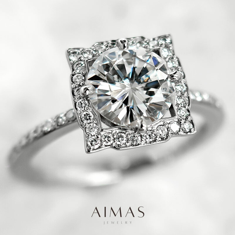 メインダイヤモンド 1.142ct(G SI-2) リング 12号 PT900 プラチナ 指輪 ラウンドブリリアント スクエアモチーフ ダイヤ取り巻き ヘイロー ダイヤリング ギフト プレゼント 1ctアップ 4月誕生石 <ソーティング> 金剛石【新品】【ジュエリー】【送料無料】RBE.MA|アイマス