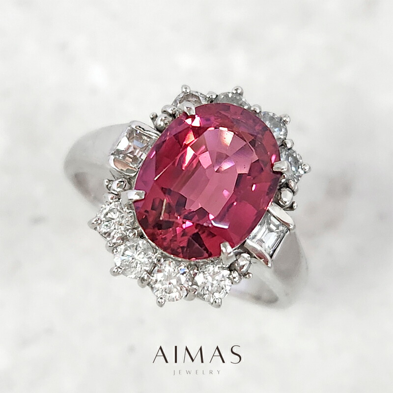 楽天市場】ピンクトルマリンキャッツアイ 2.5ct リング 12.5号 PT900