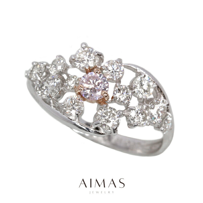 楽天市場】ファンシーオレンジピンクダイヤモンド 0.257ct リング 10.5