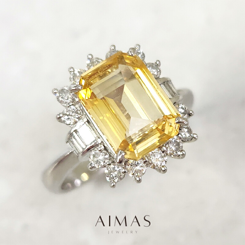 美麗 ^ ^ 天然イエローサファイア 1,76ct プラチナリング 楽天市場】イエローサファイア 2.126ct リング 12号 PT900 プラチナ