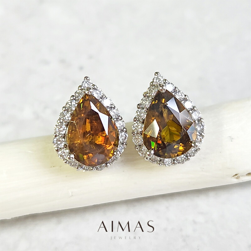 楽天市場】スフェーン 2.135ct/2.565ct ピアス PT900 プラチナ