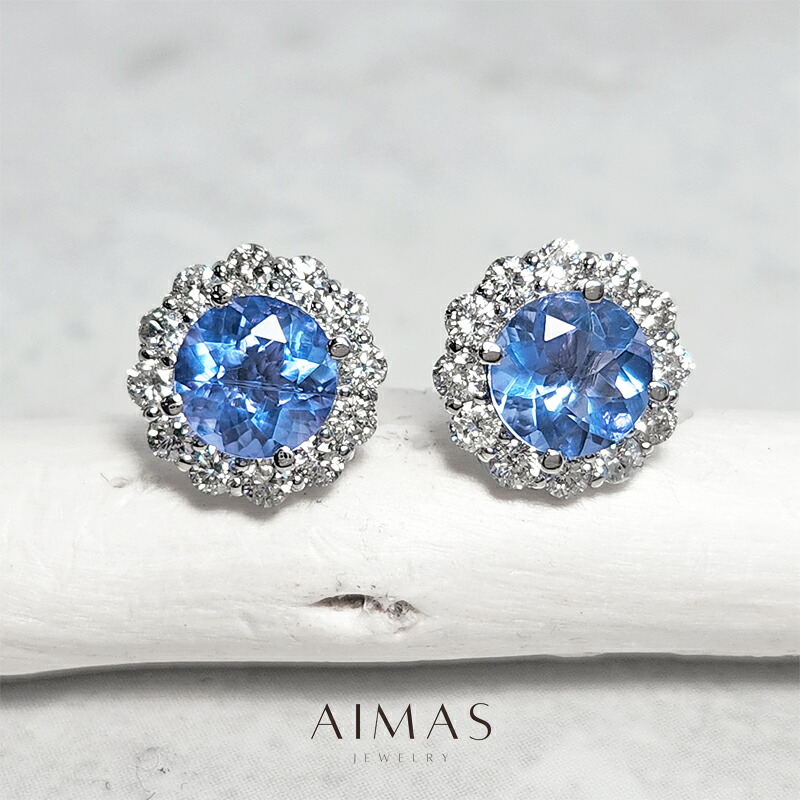 フローライト 1.035ct/1.035ct ピアス PT900 プラチナ ダイヤ取り巻き ヘイロー ラウンドカット フローライトピアス カラーチェンジフローライト ギフト プレゼント 1ctアップ 【新品】【ジュエリー】【送料無料】RLG.TM