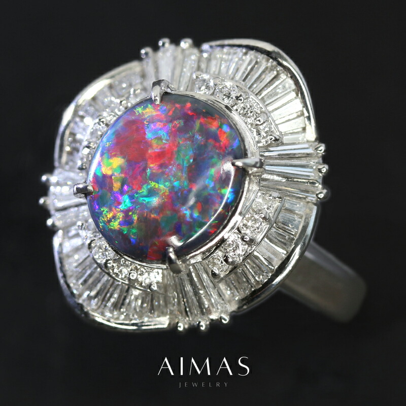 楽天市場】【ｾｰﾙ】ブラックオパール 7.95ct リング 16.5号 PT900