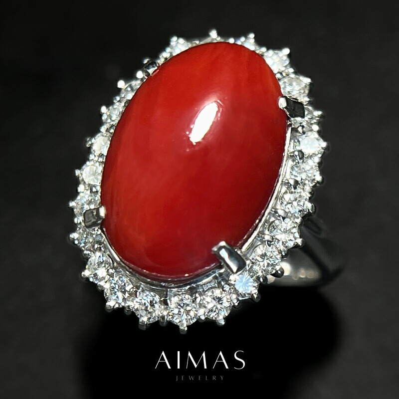 赤珊瑚　大粒9,0mmラウンド艶々コーラルリング、指輪　 K白金刻印　13号 楽天市場】【Pt900】赤サンゴ ダイヤモンド リング 指輪 珊瑚 丸