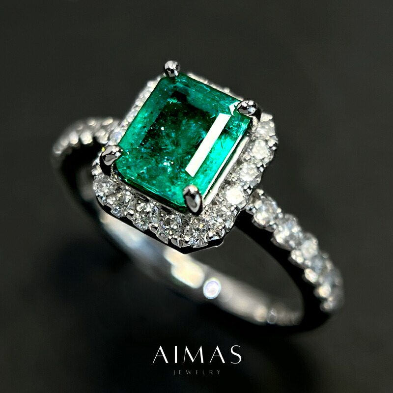 エメラルド　Pt900 天然エメラルド　プラチナリング awee_ber0404