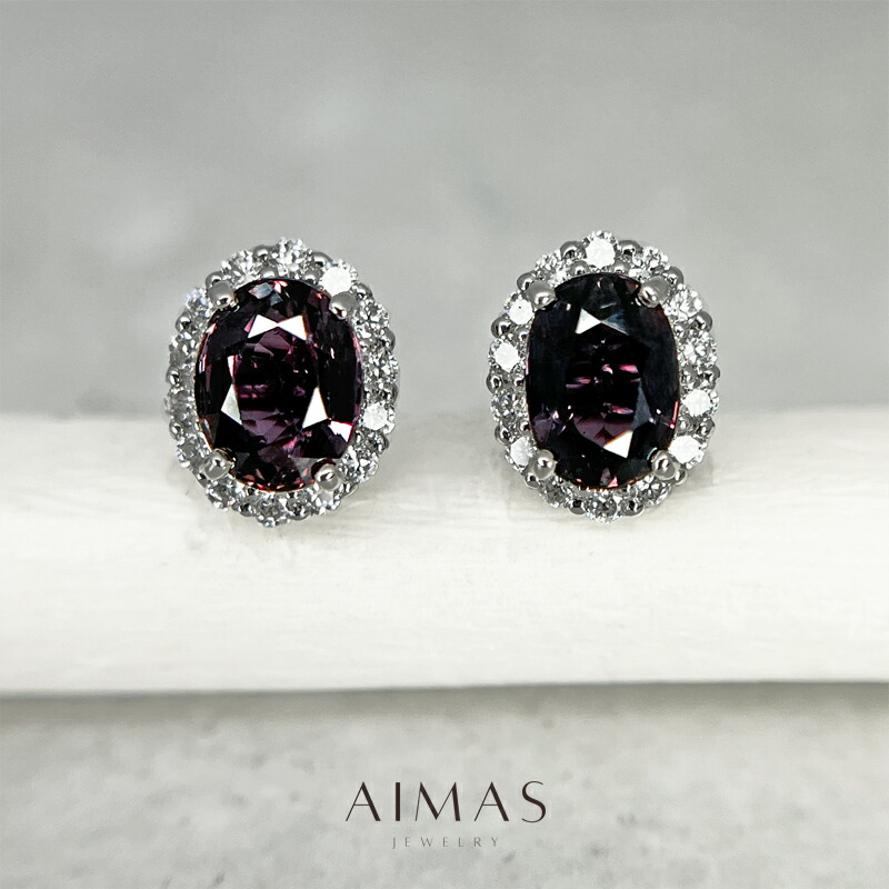 パープルサファイア 1.42/1.41ct ピアス PT900 ダイヤ取り巻き ヘイロー フラワー オーバル サファイアピアス カラーサファイア ギフト プレゼント 9月誕生石 <ソーティング>【新品】【ジュエリー】【送料無料】RLM.TN