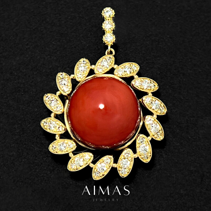 赤珊瑚ネックレス　18金　3粒 楽天市場】K18 血赤珊瑚 ネックレス ダイヤモンド 珊瑚 サンゴ