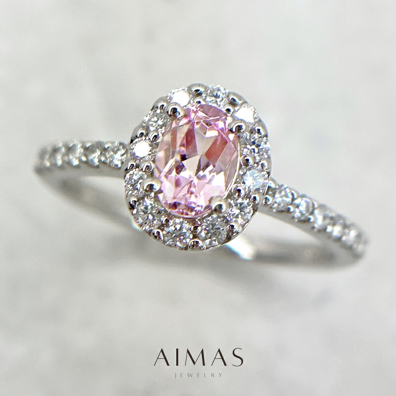 インペリアルトパーズ 0.62ct リング 11号 PT900 プラチナ ダイヤモンド 指輪 ダイヤ取り巻き ヘイロー オーバルカット 楕円 インペリアルトパーズリング 細身 ピンクトパーズ 記念日 ギフト プレゼント 11月誕生石 【新品】【ジュエリー】【送料無料】RLL.R