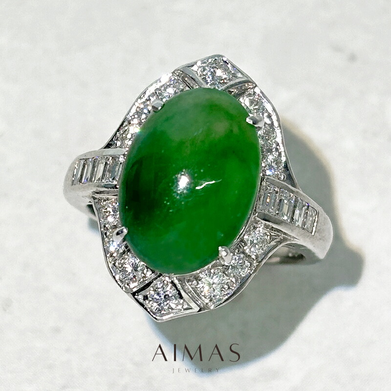 楽天市場】【ｾｰﾙ】翡翠 3.23ct リング 18号 PT950/K18YG プラチナ